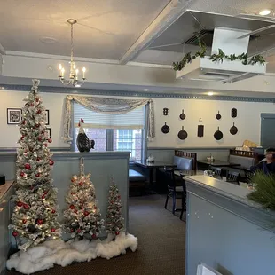 a christmas tree in the dining room