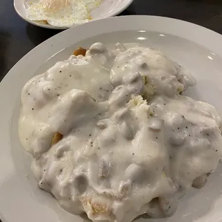 Sausage Gravy Over Homemade Biscuits