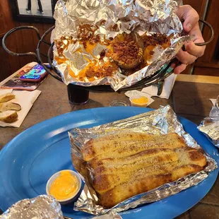 Breadsticks and potato skins