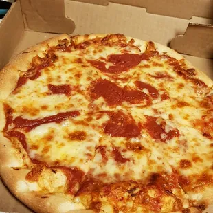 Small cheese pizza with extra sauce