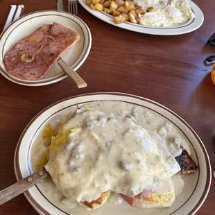 Mr. Bill breakfast, fried beef steak, country ham