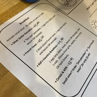 menu