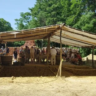 The pits where you can help out by stomping on the clay barefoot.