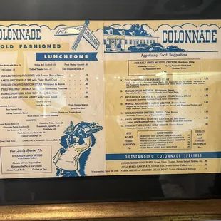 Vintage menu