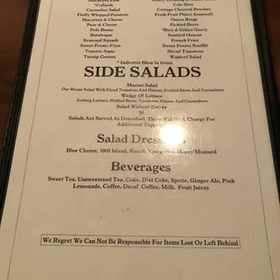 Menu - Part 4 of 4.