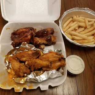12 wangs. Half inferno. Half chipotle bbq.