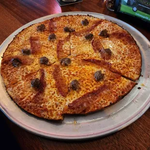 Meatball and Bacon Pizza