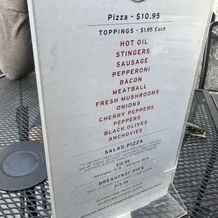menu