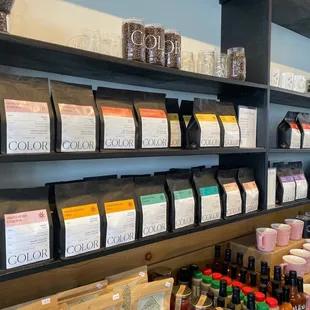 Bags of whole bean coffee