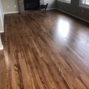 a hardwood floor in a living room