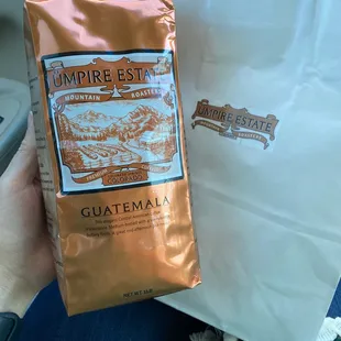 Bought some coffee whole beans so we could drink from home