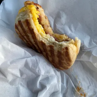 a half eaten hot dog