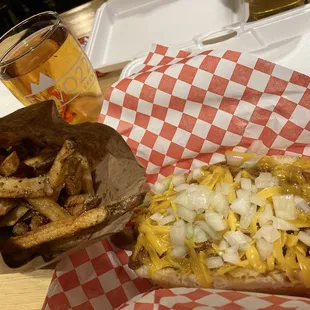 Coney with fries.... Anda Two22 Brew!!