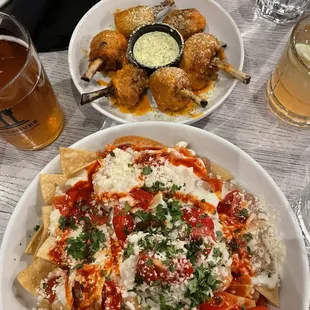 Nachos &amp; buffalo chicken lollipops