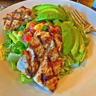 Santa Fe Salad, with 8 Oz of salmon and avocado