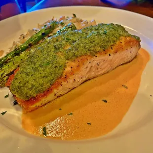 Nut-Crusted Salmon with Orzo and Asparagus