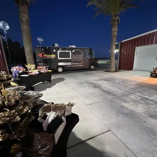 a food truck parked in a parking lot