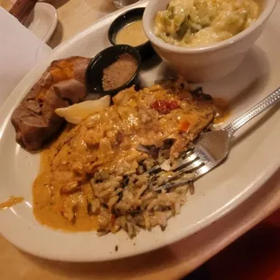 Cajun Redfish with sweet potato and broccoli casserole