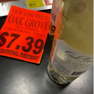 The price hanging on the wine.