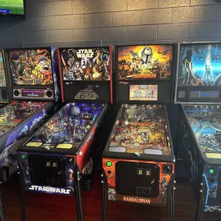 Some of the many pinball machines
