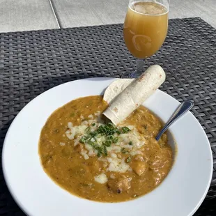 Smoked Pork green chili, House hazy IPA