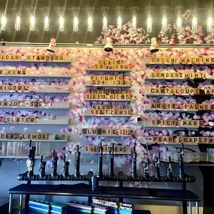 Sakura decorations at the bar