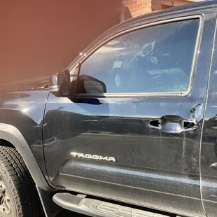 Toyota truck broken into by Mitchell Highsmith.