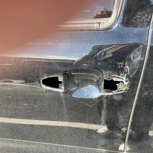 Close up of damage caused by Mitchell Highsmith, man who attacked a Colorado Springs police officer.