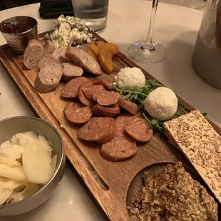 Meat (elk and porchetta) and cheese plate