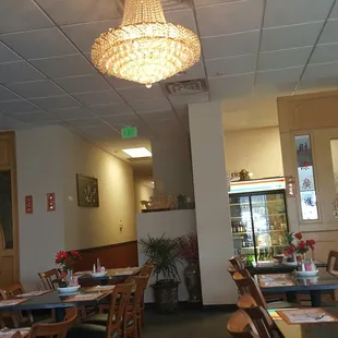 I love this chandelier, it adds a certain elegance to this place and lights the room well.