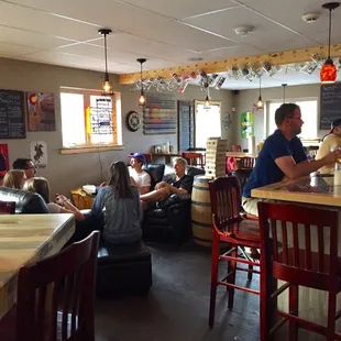 Tap room with all the delicious beers to quench your thirst after a zip line tour!