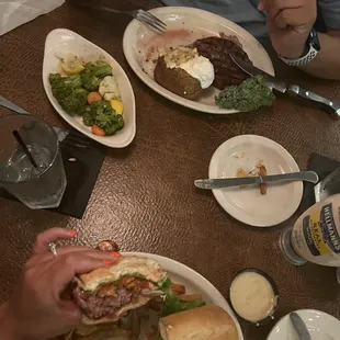 12 oz. Rib Eye Steak and 8 oz. Boulder Burger