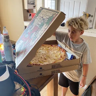 My son was in awe of how huge (and amazing) these pizzas were!!