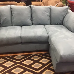Darcy chaise sofa in blue in their store--my photo doesn't do the blue justice. Look it up on Ashley furniture website.