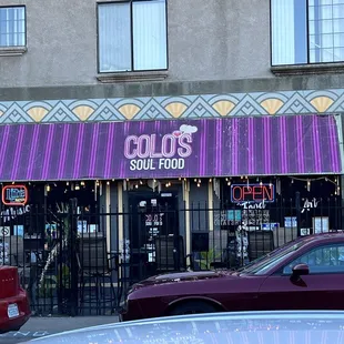 he front of the building