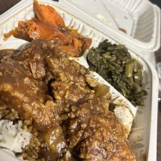 Smothered Fried Chicken Dinner