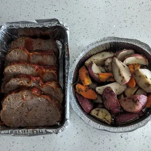 Meatloaf and roasted veggies