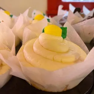 a close up of a cupcake