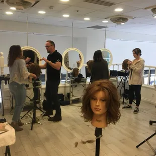 Hands on cutting class with Cut Master Tim McClean for KEVIN.MURPHY. Downtown L.A. May 2018
