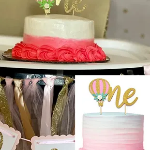 The smash cake they made vs. what I had requested (in the bottom right corner).