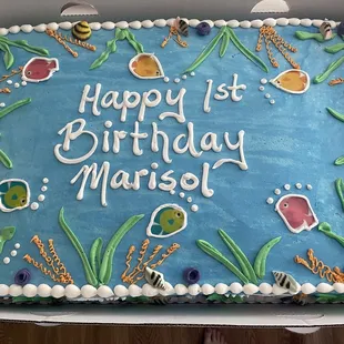 Full sheet white cake with strawberry and custard filling