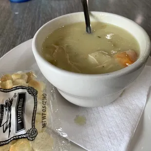 Chicken noodle soup with dumplings