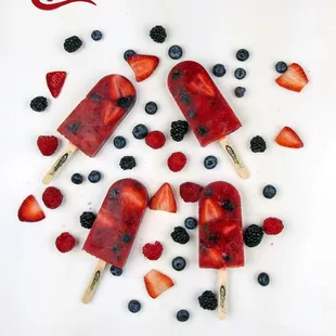 a variety of fruit pops