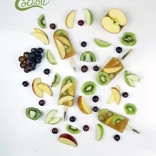 a variety of fruits arranged in a circle