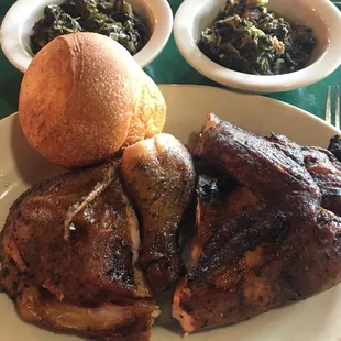 Half chicken and two sides for $10.50 - Very Good !!!