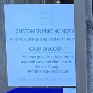 Cash discount sticker