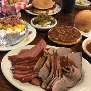 Two 2 Meat Combo Beef Brisket &amp; Link Sausage Loaded Baked potato