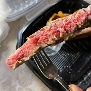 My "medium rare" New York Strip.