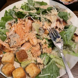 Uncooked Salmon Caesar Salad