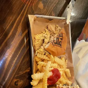 Pulled Chicken and fries